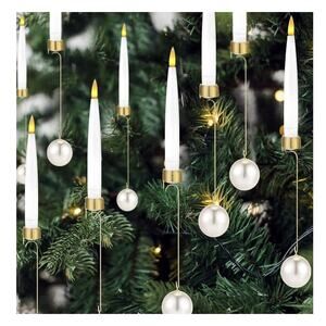 LED Taper Candles with Clear Crystal Ball Hooks Remote Timer White 12pcs New